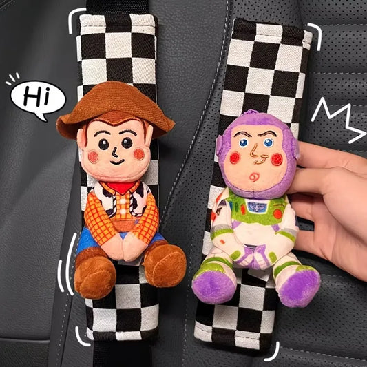 Woody and Buzz Lightyear Kissen – Duo Plush Toys karierter Sicherheitsgurt