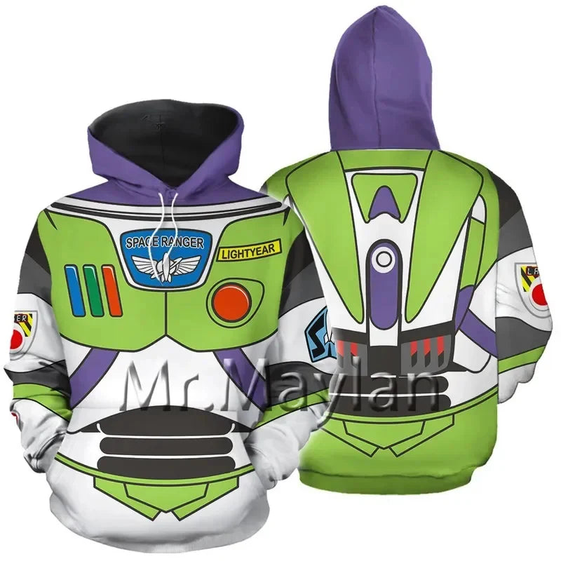 Buzz Lightyear Hoodie – Raumanzug mit Reißverschluss und lila Kapuze