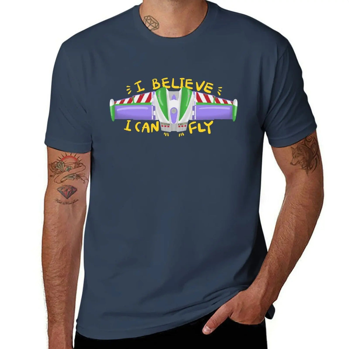 Buzz T-Shirt - Ailes I Believe I Can Fly Black Background