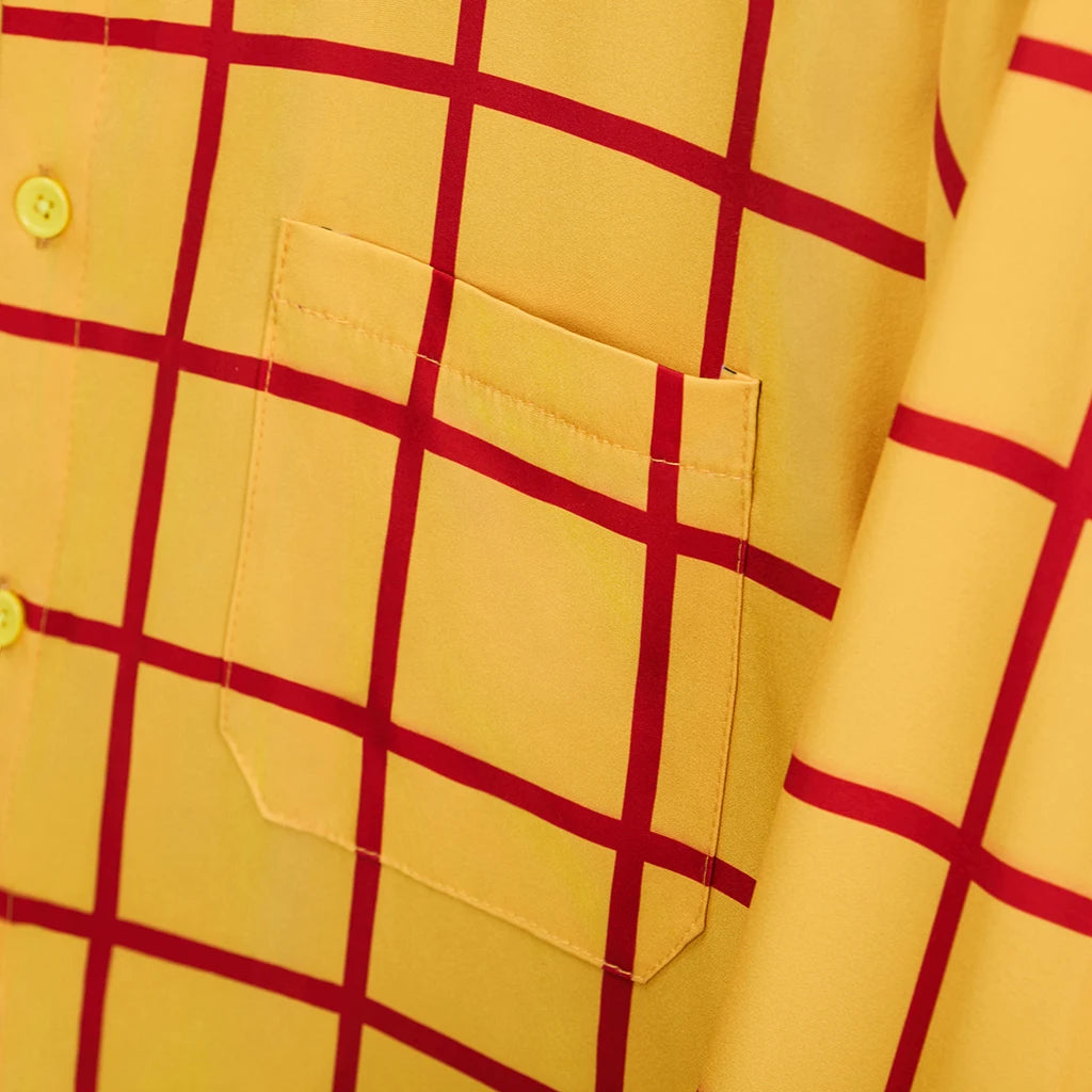 Chudy Shirt – czerwono-żółta krata z długim rękawem dla dorosłych
